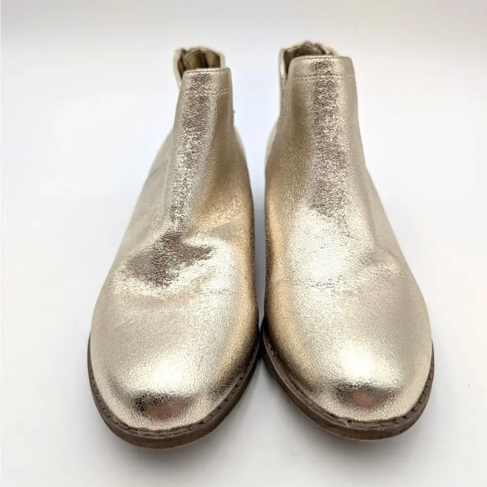 Nina Olympia Ankle Bootie Back Zip Girl's Light Gold Crackle Size US3M EU34